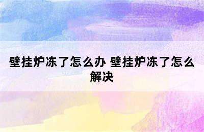 壁挂炉冻了怎么办 壁挂炉冻了怎么解决